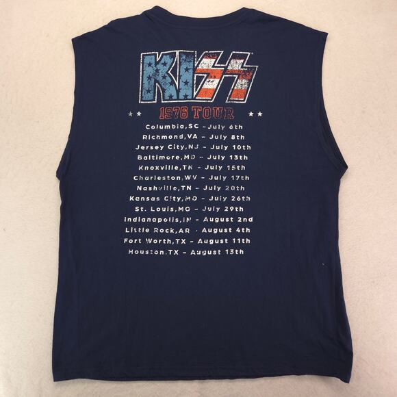 Kiss Band American Rock And Roll Sleeveless T Shirt Mens Size Large L Blue - Picture 9 of 9